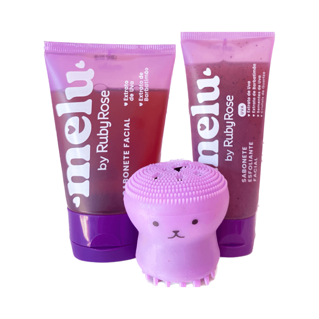 Kit Skincare Sabonete Facial, Esfoliante Uva e Esponja Polvo - Ruby Rose